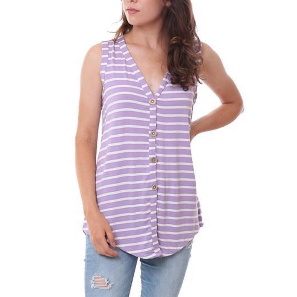 Purple and white stripped tank top
